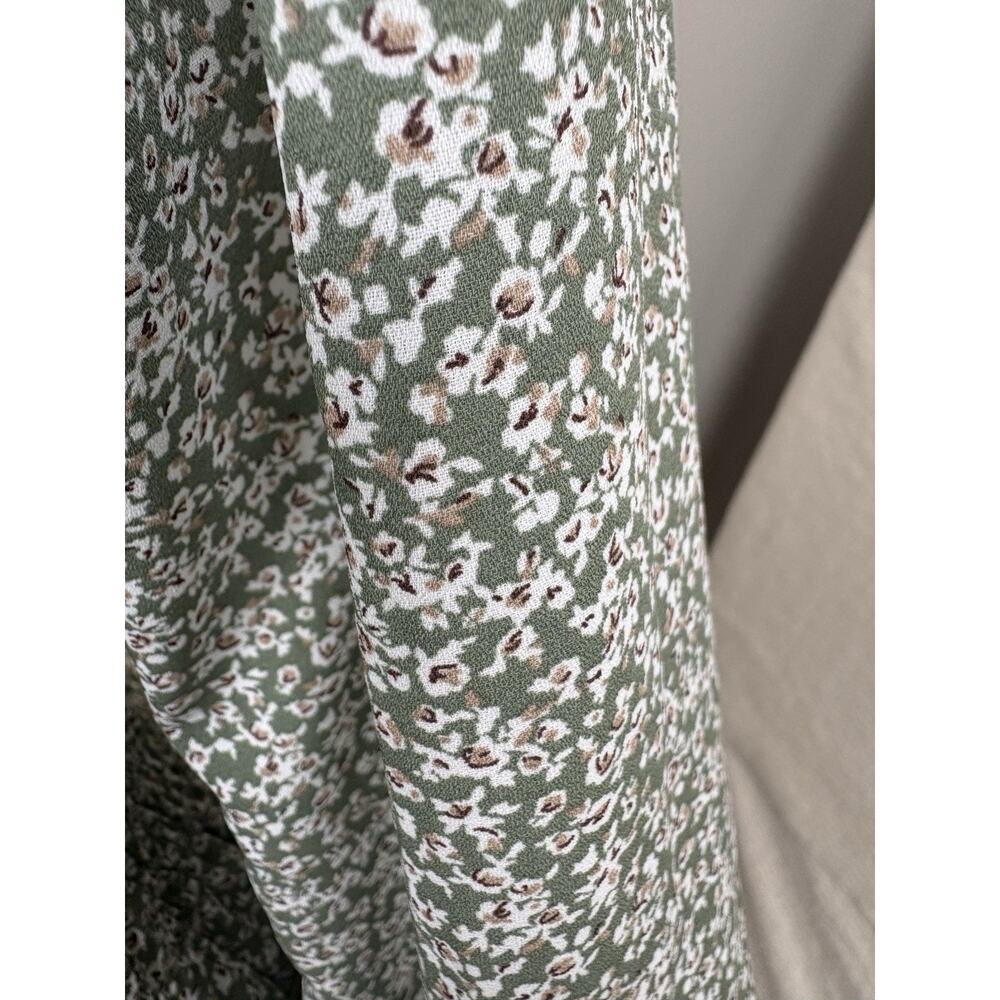 Paper Crane Top Women's Size Small Green Floral Smocked Peasant Boho Y2K - Picture 13 of 13